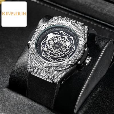 Golden Poise, инкрустированные бриллиантами, модные тенденции, креативные мужские часы, силиконовые перчатки, ночные водонепроницаемые спортивные кварцевые часы