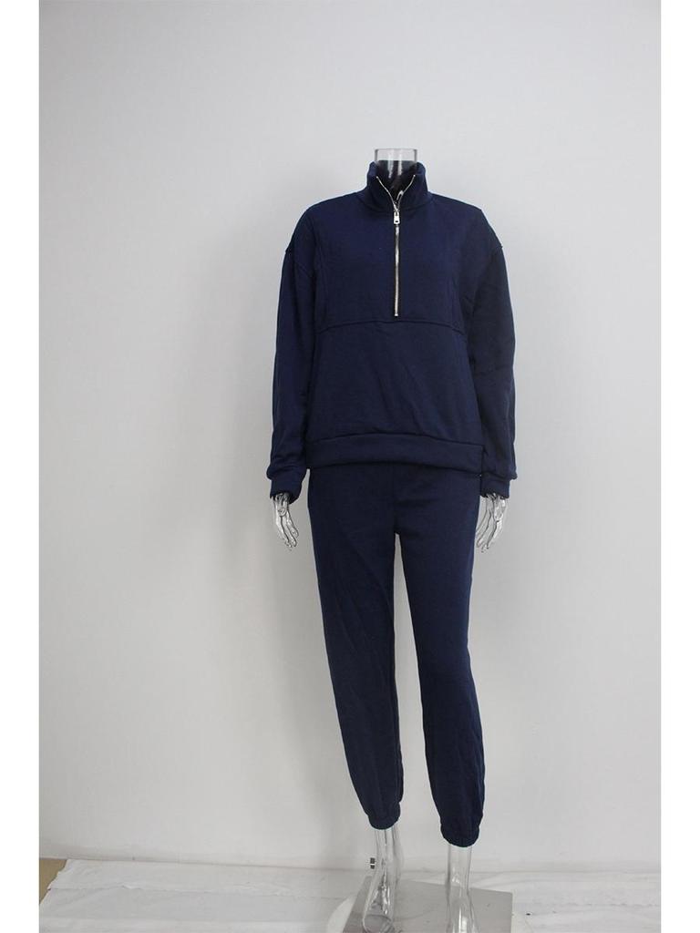 2025 Spring European & American Women's Two-Piece Fleece Sweatshirt Sporty Streetwear Set