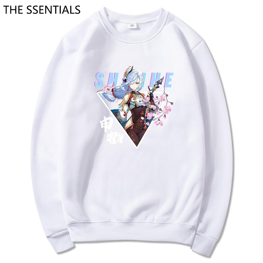 Shenhe Толстовка унисекс Harajuku Графический Kawaii Genshin Impact Толстовки унисекс Зимний эстетический пуловер Толстовки Genshin Толстовка Топы
