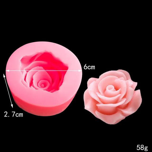 3D Rose Bloom Shape Cake Fondant Silicone Mold Flower Candle Mold Cupcake Jelly Candy Chocolate Decoration Baking Tool Mould