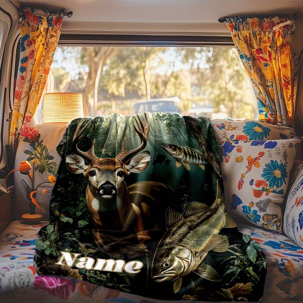 Wildlife Scene Customize Your Name Rv Blanket Comfortable Soft Lightweight Allseason Multipurpose Blanket For Travel Camping Picnics Sofas Rvs Beds