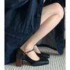 Fashion 2025 New  Fashion Women's Square Toe Pumps Chunky High Heels Beltt Buckle Heels for Women Vintage Splicing Retro Mary Jane Shoes