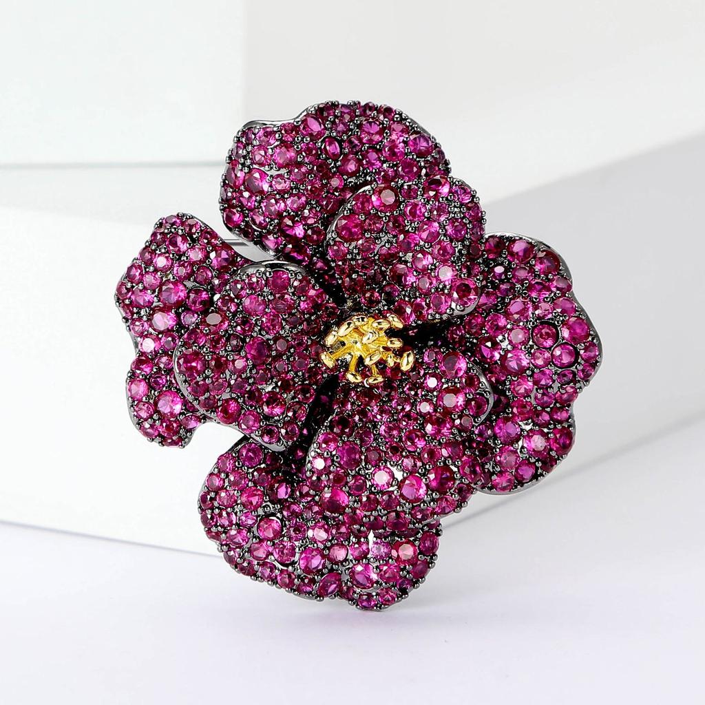 Fashion Heavy Industry Zircon Camellia Brooch Rhinestone Pin Women'S Dress Suit Accessories Corsage Matching