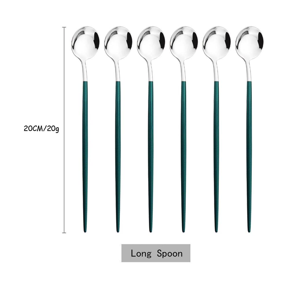 6 шт./компл., красочная ложка с длинной ручкой, столовая посуда, посуда для сока, кофе, перемешивающая посуда, ложка для мороженого, набор столовых приборов, кухонные инструменты