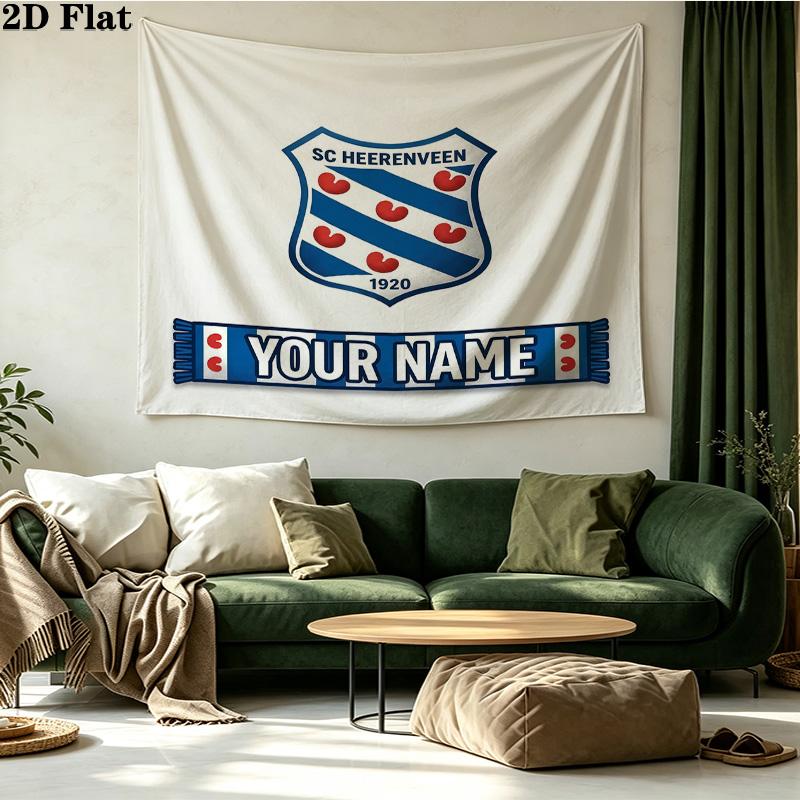 Custom Name SC Heerenveen Printed Tapestry – Wall Hanging for Bedrooms, Dorms, and Home Decor
