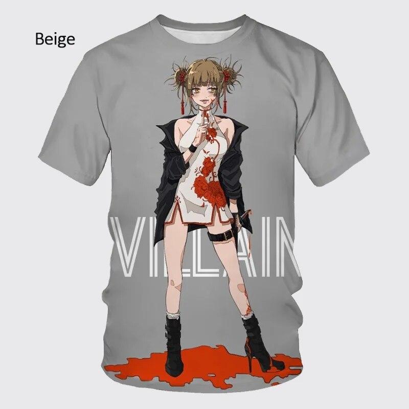 Новая 3D футболка Himiko Toga, повседневная летняя мужская футболка с коротким рукавом из японского аниме, унисекс, модная футболка в стиле хип-хоп