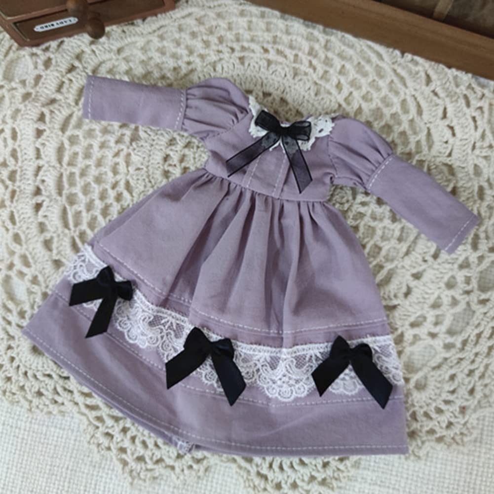 Набор одежды rakulifey для Blythe (Серый/Фиолетовый) - Включает одежду, платье и аксессуар для волос, подходит для кукол Obitsu 24