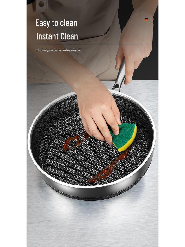 Бытовая углубленная антипригарная сковорода из нержавеющей стали 316 с сотовым покрытием, совместимая со всеми плитами