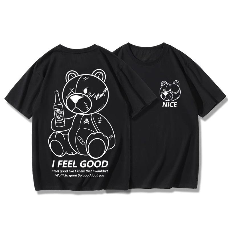 Bear Tshirt for Men 2026 New Style Cartoonthemed Accessories Loose and Pure Cotton Versatile and Stylish Halfsleeve Design