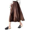 Women Midi Skirt Elastic High Waist Solid Color Loose Fit Long Skirt