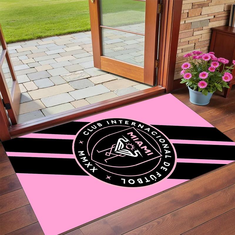 Anti‑Slip Crystal Velvet Floor Rug, Inter Miami Cf Design Carpet for Indoor Living Bedroom Home Decoration