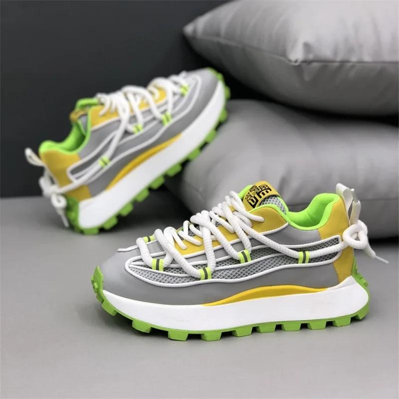 Модные мужские кроссовки из сетчатой ткани, дышащие, повседневные, дизайнерские кроссовки на платформе для мужчин, увеличивающие рост, спортивная обувь, теннис, мужской теннис