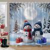 Рождественский снеговик занавеска для душа Рождественская елка Зимний снег Рождественский подарок Полиэстер занавески для душа Декор для ванной комнаты с крючками