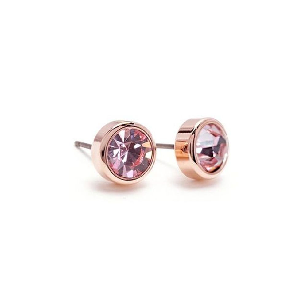 E534 Light Rose 6mm Crystal Rose Gold Earrings