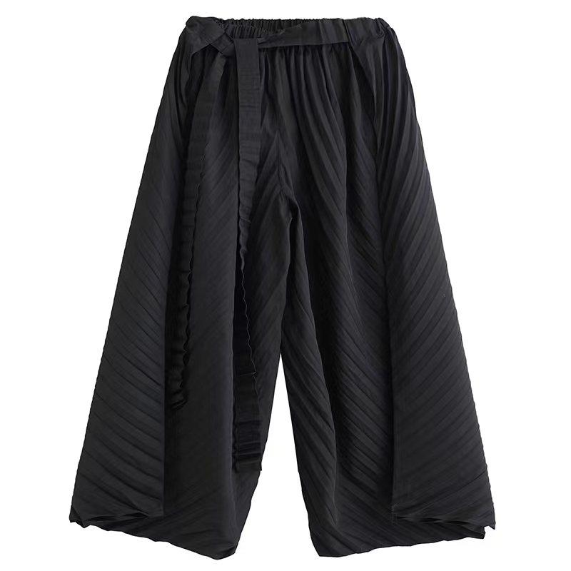 Черные винтажные повседневные свободные брюки больших размеров с высокой талией на весну, лето и осень, женские брюки