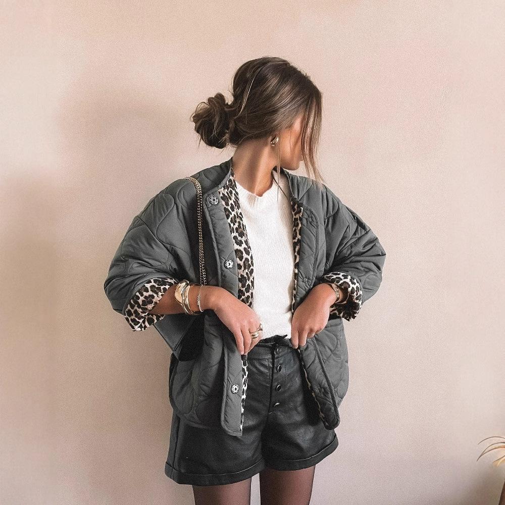 Женская повседневная хлопковая куртка в леопардовый принт в европейско-американском стиле