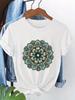 Unisexs Floral Unisexdala Tshirt  Dark Green With Teal Golden Accents Breathable Everyday Casual Top Spring Aesthetic Clothes