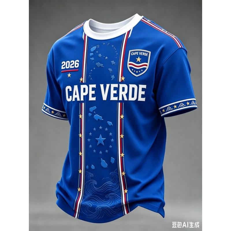 2026 Cape Verde Football Team Jersey Short Sleeve T-Shirt Sport Shirt Full Pattern Women's T-Shirt Top Harajuku