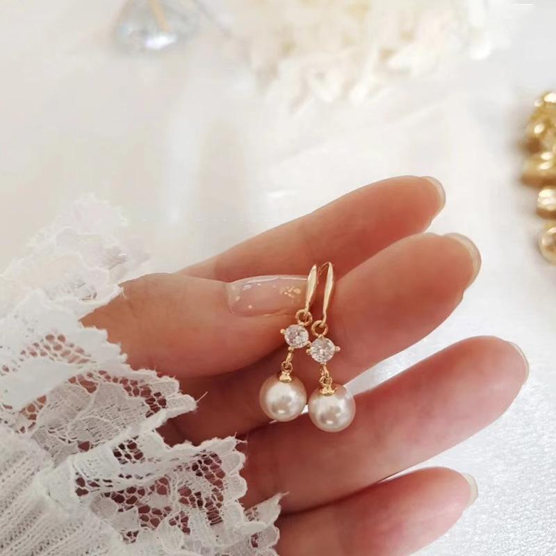 Серьги из стерлингового серебра S925 с жемчугом в корейском стиле, элегантные, ретро, доступные, роскошные, с крючками для ушей