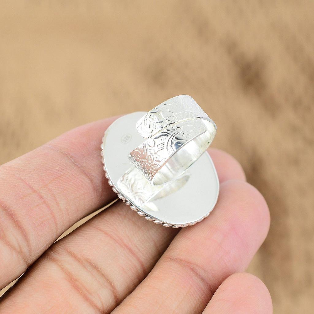 Natural Labradorite Gemstone 925 Silver Multi Stone Adjustable Ring For Women