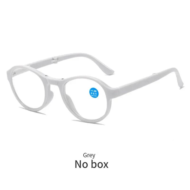 3 Colors Men Women Folding Reading Glasses Ultralight Presbyopia with Box Unisex Round Anti-blue Light Far Sight Eyeglasses