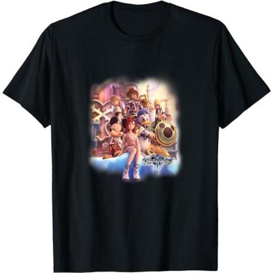 Футболка с групповым фото героев Disney Kingdom Hearts Сора Кайри Рику