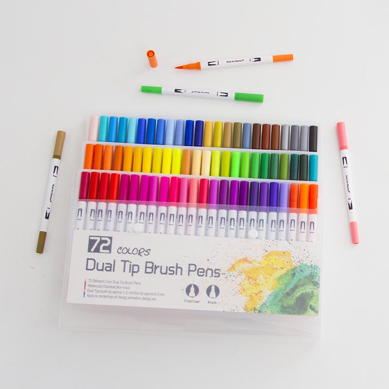 Washable Double-Ended Watercolor Markers with Soft Tips for Kids' Art