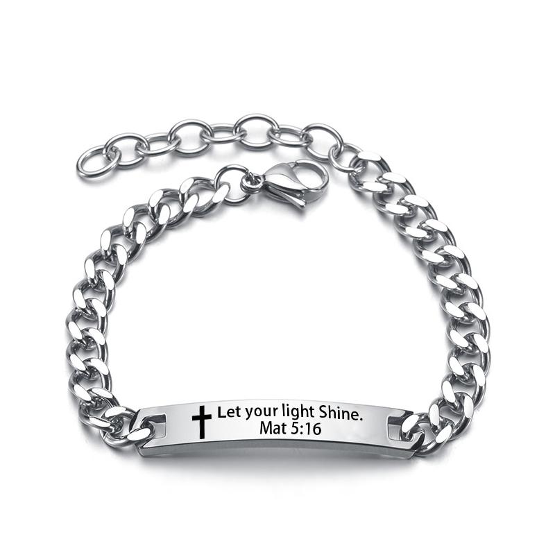 Christian Bible Stainless Steel Bracelet Bangle Engraved Cross Scripture Psalm Silicone Bracelets Religious Jewelry