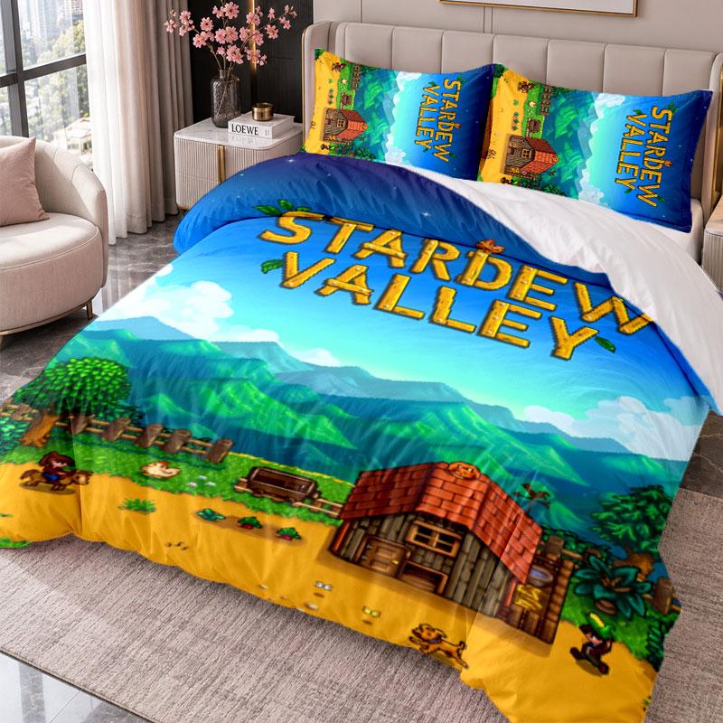 Stardew Valley 3Pcs Bedding Set Duvet Cover With Two Pillowcases For Bedroom Home Decoration