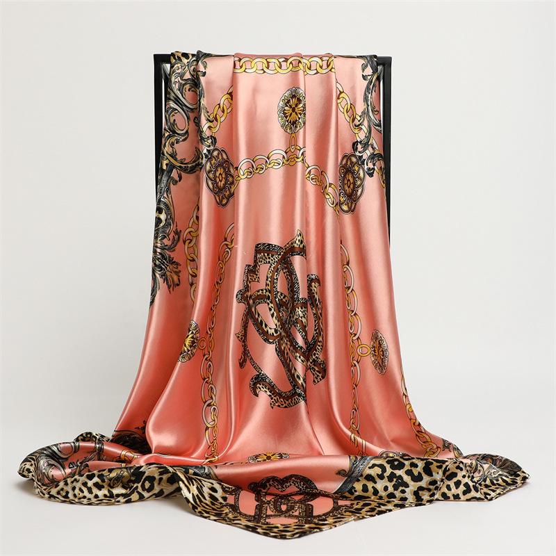 90 * 90cm New Silk Scarf Women'S Spring And Summer Decorative Scarf Sunscreen Travel Shawl Autumn And Winter Scarf Thin Edition