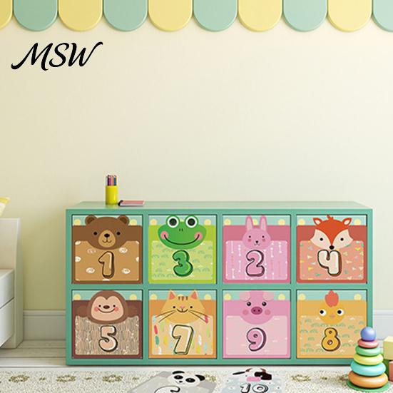 Fun Kindergarten Wall Decals Number Lattice Floor Stickers, 1-10 Hopscotch Game Decals, Removable Educational Playroom Decor Cartoon Animals