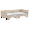 VidaXL Daybed with Trundle and Mattress Cream 90x200 Cm Fabric 3196600