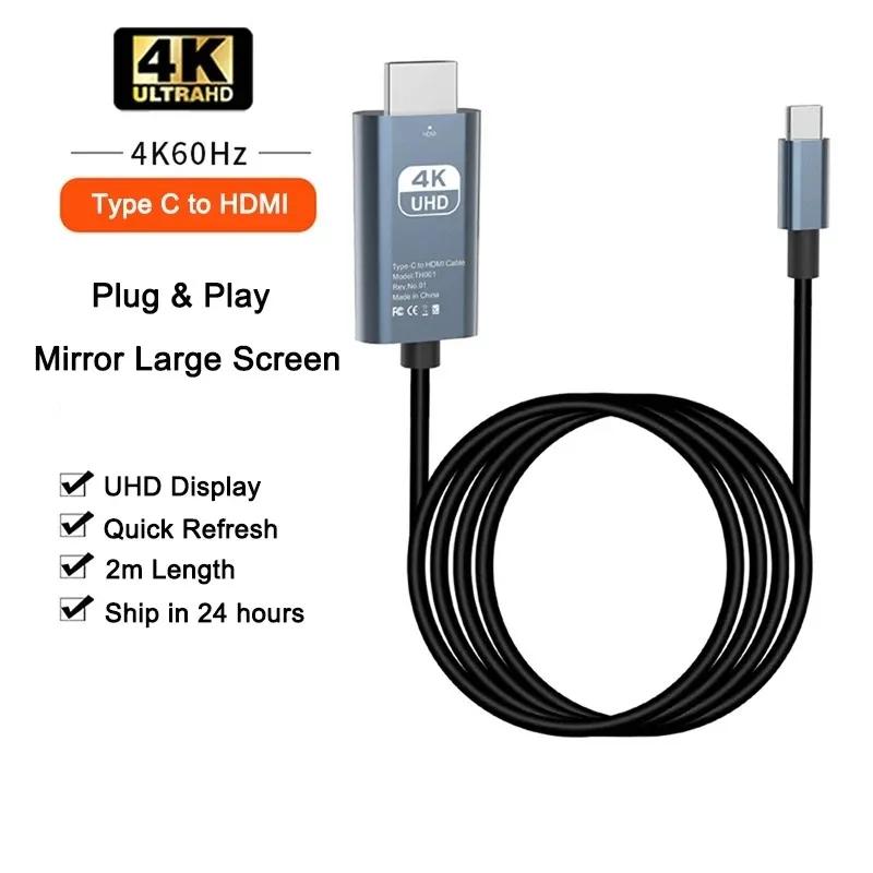 Адаптер USB C на HDMI 4K 60 Гц Кабель Type C Кабель-конвертер HDTV для iPhone 15 ТВ-конвертер MacBook Air iPad Samsung Ноутбук
