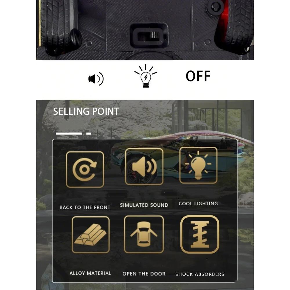 1/24 Lamborghini Revuelto Electroplate Alloy Car Diecasts & Toy Vehicles Metal Toy Model Sound and Light Collection Kids Toy