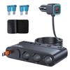 Improved STDRIVO Cigarette Lighter Socket 228W Triple Charges 9 Devices Car USB Car Fast Dual Multiple 3 Independent Compatible with 100cm Extension