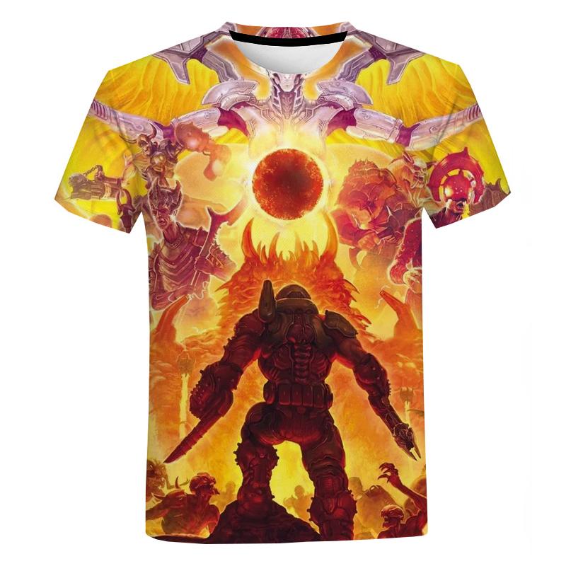 Мужская футболка с короткими рукавами Doom Game с 3D принтом, летняя повседневная футболка большого размера, модные уличные топы с круглым вырезом в стиле Харадзюку