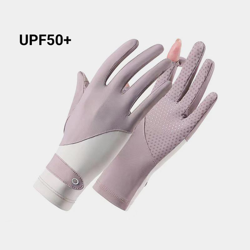 Летние перчатки с защитой от ультрафиолета, тонкие шелковые перчатки из льда, быстросохнущие солнцезащитные перчатки, прохладные, для вождения, езды на велосипеде, противоскользящие перчатки UPF50+ для женщин