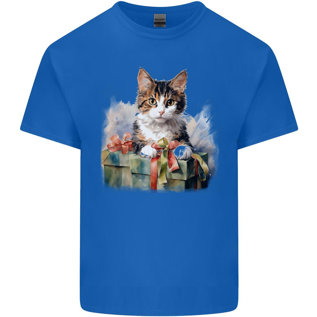 A Cute Cat With a Present Christmas Xmas Unisexs Light Cotton TShirt