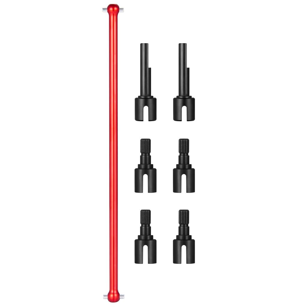 TRZX 1/10 Scale Tamiya 58391 Hot Shot 4WD RC Car Center Drive Shaft & Joint Cup Upgrade Parts (Red)