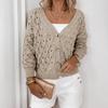 2025 New Knitted Cardigan Loose Thin Hollowed-out V-neck Long-sleeved Jacket for Women