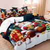 3pcs Christmas Bedding Set Santa & Snowman Print Duvet Cover Breathable Polyester Christmas Present 1 Duvet Cover 2 Pillowcases