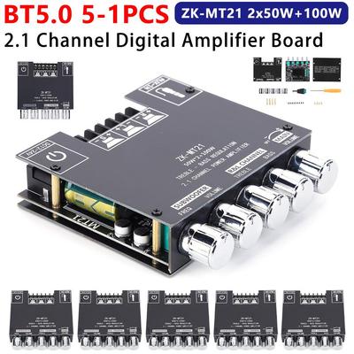 ZK-MT21 2x50 Вт + 100 Вт 2,1-канальный сабвуфер, цифровой усилитель мощности, плата AUX 12 В 24 В, аудио стерео Bluetooth 5,0 басовый усилитель для дома