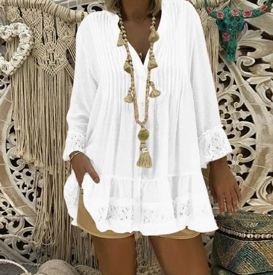 Woman Plus Size Blouse Shirt Chiffon Button Pullover Short Sleeve V Neck Vintage Female Clothes Blusas Summer