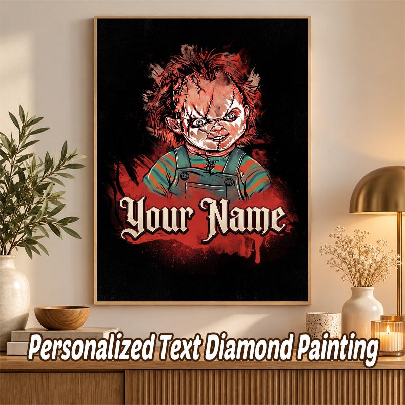 Child's Play Chucky Tiffany Custom Name Text 5D Diamond Painting Kit DIY Full Drill Diamond Art Decoration