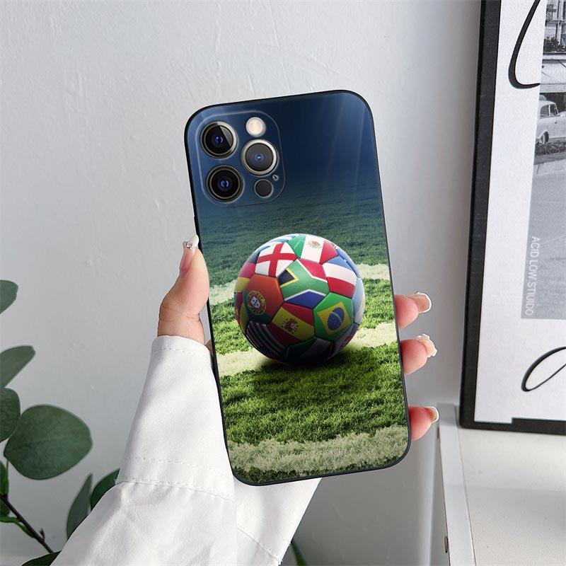 Football Footy Soccer Phone Case for iPhone 11 15 Pro Max Case Coque 14 Plus 13 Pro 12 11 X XS XR 6s 7 8 SE 2020 TPU Soft Cover