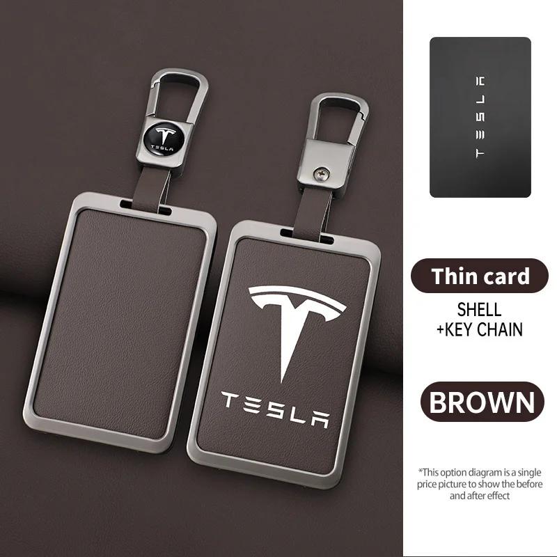 NJUT5 For Tesla Model 3 Model Y Fashion Zinc Alloy Car Smart NFC Card Key Case Cover Shell Keychain Protection Auto Styling Accessory