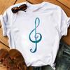 Новая женская футболка с принтом Music Note Heartbeat, хипстерская футболка с короткими рукавами, женская модная черная футболка в стиле Харадзюку