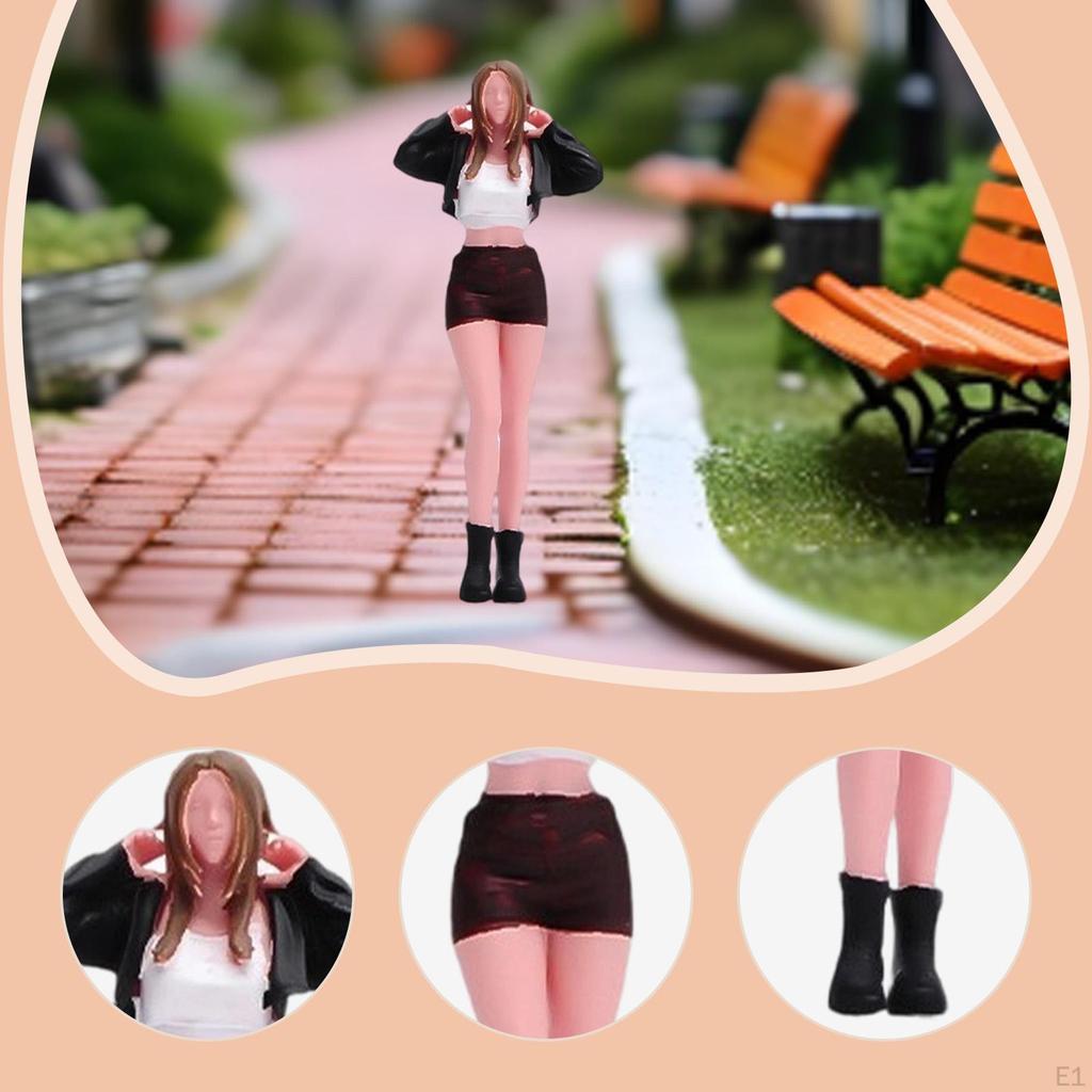 1/64 Long Hair Girl Figure Model Miniature Scene Collections DIY Projects Layout Decoration Micro