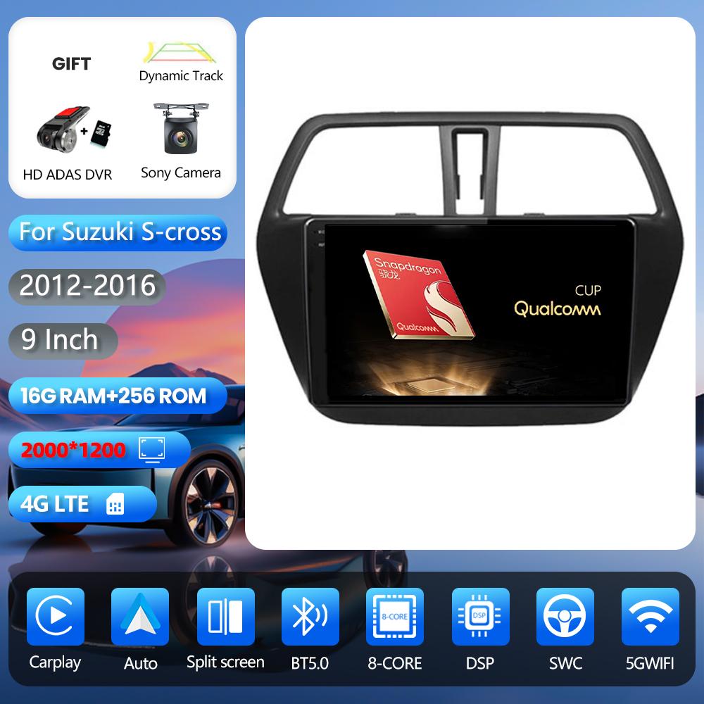 Android 16 pour Suzuki SX4 2 S-Cross 2012-2016 DAB+ Multimédia Carplay Écran de Voiture Radio Lecteur Vidéo Plug and Play Sans Fil