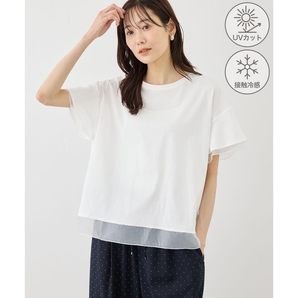 ROPE PICNIC 70 Silket Sheer Docking Tops Length selectable UV cut Cooling touch Sewn T-shirt White Black Purple Blue